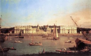 Peintures - L'hôpital de Greenwich depuis la rive gauche de la Tamise, par Canaletto - 1753.