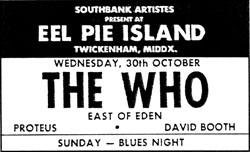 The Who Eel Pie Island 1968 îles îlots Tamise
